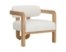 Sunpan 111586 - Madrone Lounge Chair - Rustic Oak - Heather Ivory Tweed